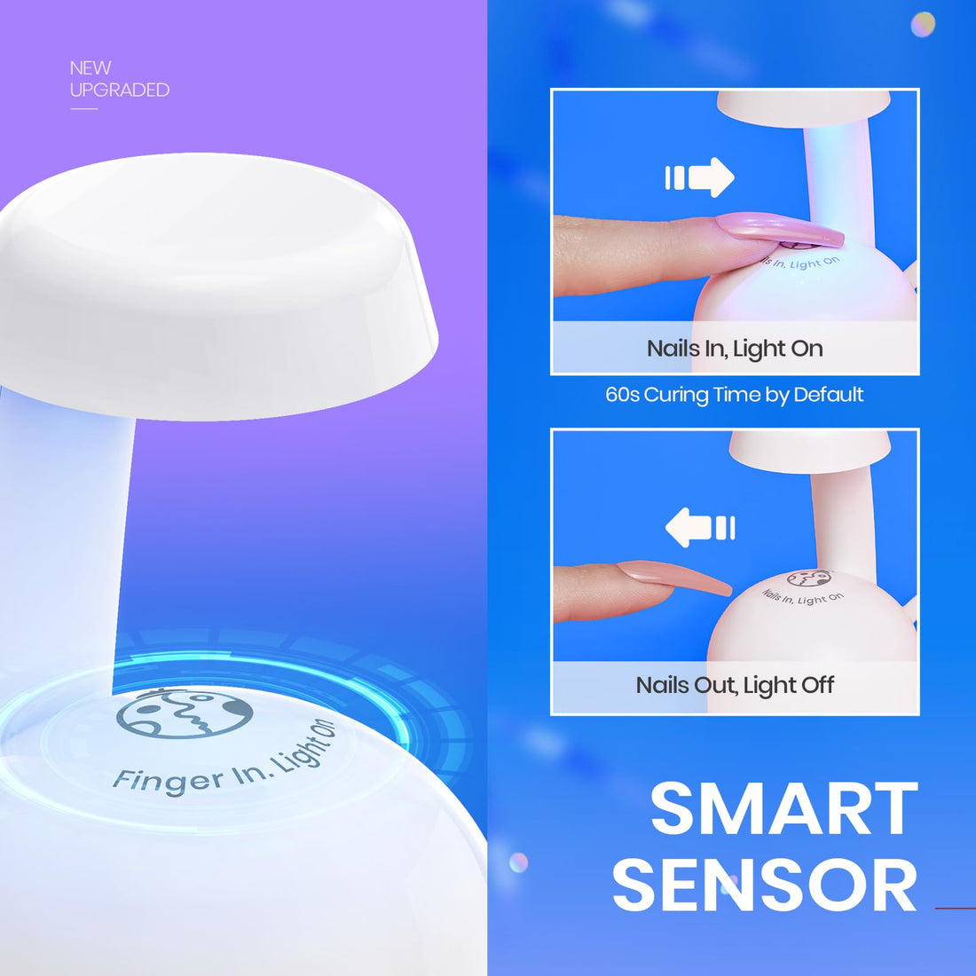 Beetles Mini Uv Light for Gel Nails Flash Curing Innovative with Smart Sensor for Easy and Fast Extension System, Portable Manicure Uv Led Light for Gel Nail Polish Diy