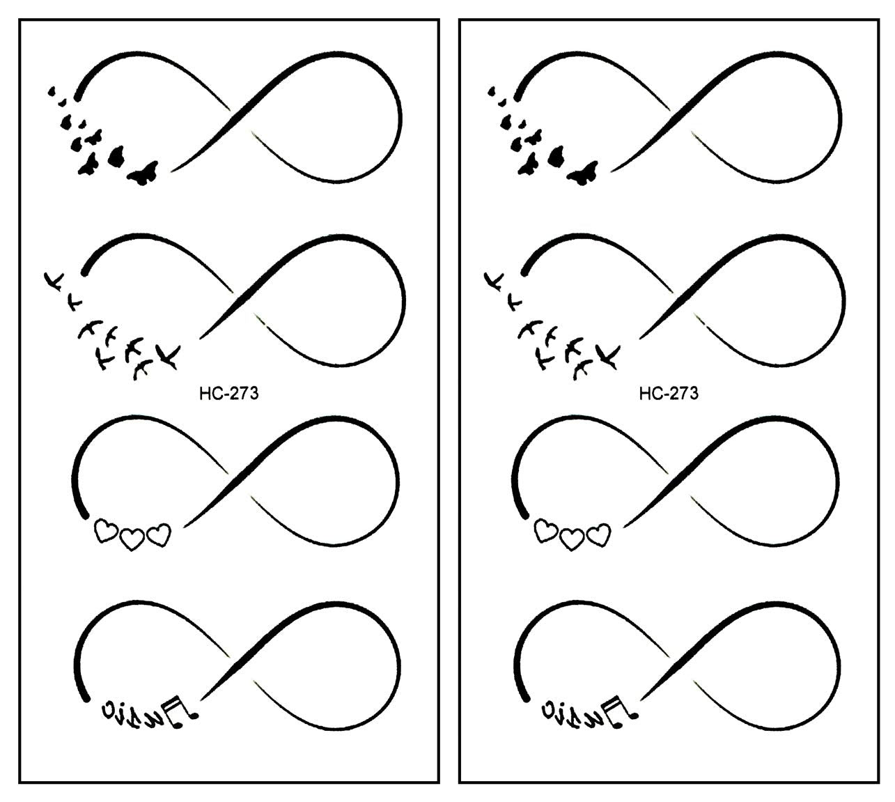 Mini Tattoos 2 Sheets Black Dove Bird Fly Heart Note Music Infinite Cartoon Tattoos Art Stickers Waterproof Temporary Painting Make up Sexy Body Fake Tattoo for Men Women Teens (14)