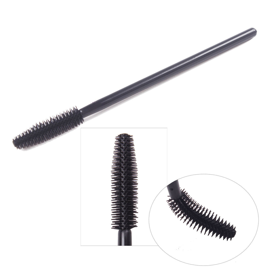 Tower Shape-2: Bihrtc Pack Of 100 One-Off Disposable Silicone Eyelash Mascara Brushes Wands Applicator Eyebrow Brush Makeup Tool Kit Set (Tower Shape - Black)