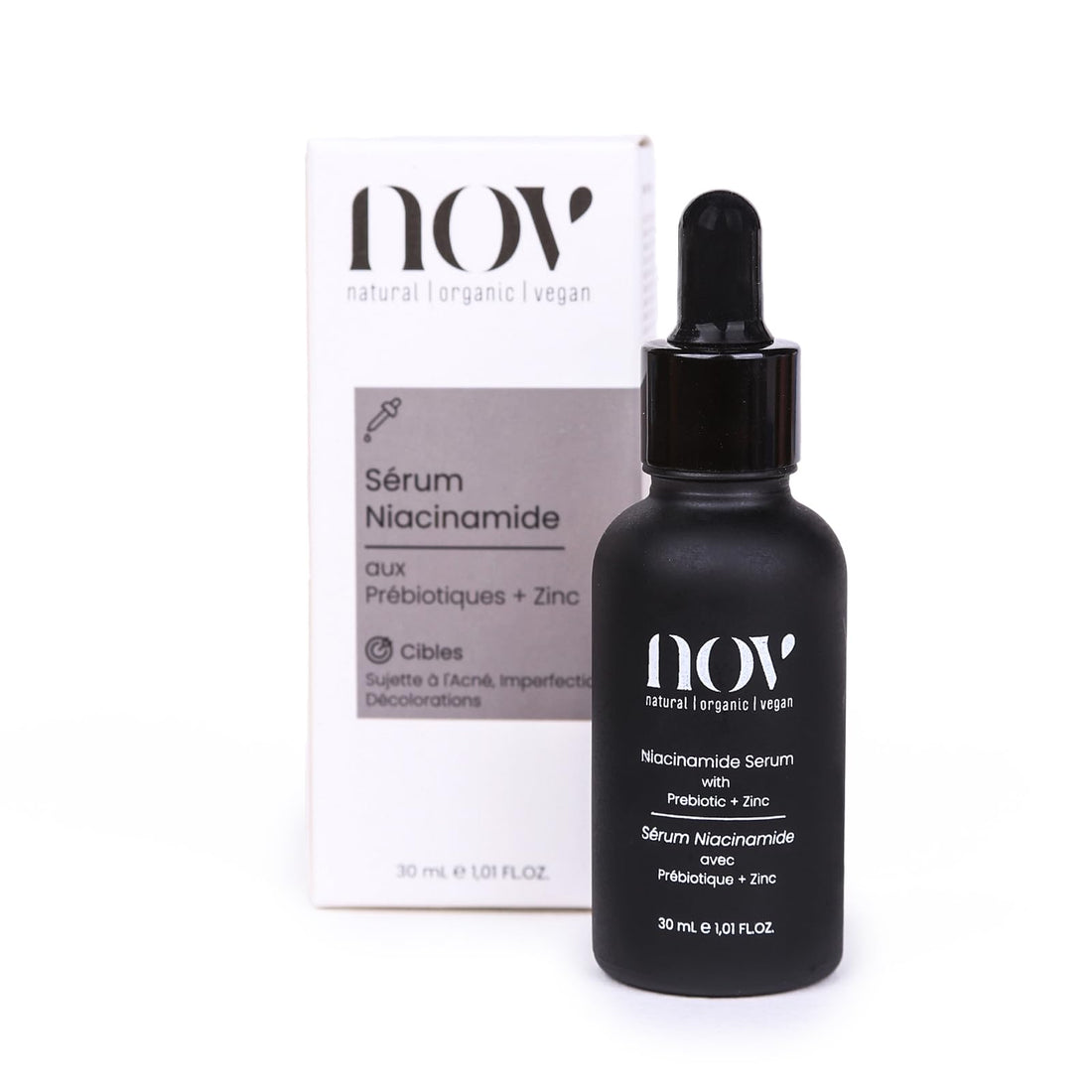 NOV Natural Organic Vegan Niacinamide Serum- with Prebiotic, Zinc | Reduces the Look of Dark Spots, Discoloration, and Uneven Skin Tone | Fragrance-Free & Paraben-Free