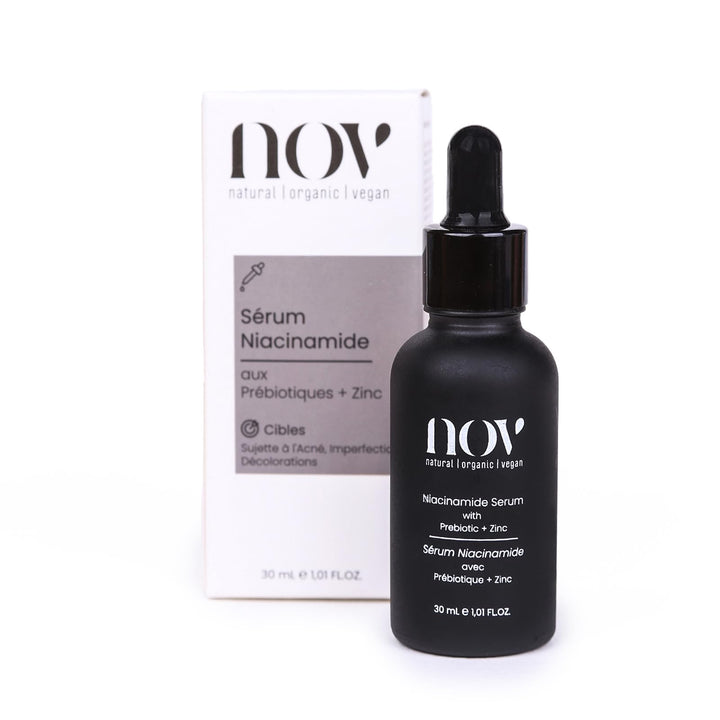 NOV Natural Organic Vegan Niacinamide Serum- with Prebiotic, Zinc | Reduces the Look of Dark Spots, Discoloration, and Uneven Skin Tone | Fragrance-Free & Paraben-Free