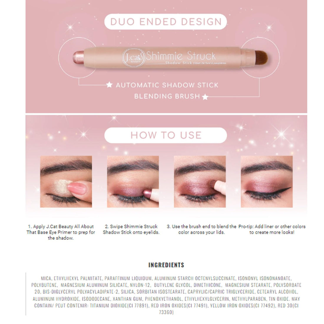 Jcat Beauty Professional [ SSS103 Eye Wine A Lot ] Shimme Struck Shadow Automatic Stick Eye Shadow Makeup eyeshadow + Free Zipper Bag