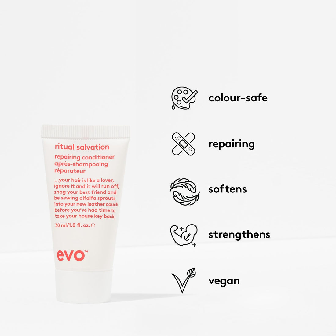 EVO Ritual Salvation Repairing Hair Conditioner - Protein Treatment for Damaged & Brittle Hair, Helps Reduce Breakage & Protects Color - Travel Size, 30ml / 1.01fl.oz