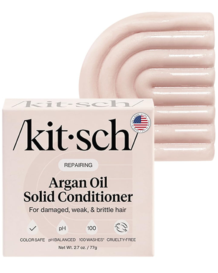 Kitsch Repairing Argan Oil Solid Conditioner Bar for Hair Care – Vegan, All Natural, Made in USA, Paraben-Free, Sulfate-Free, for Damaged, Weak, and Brittle Hair, 2.7 oz