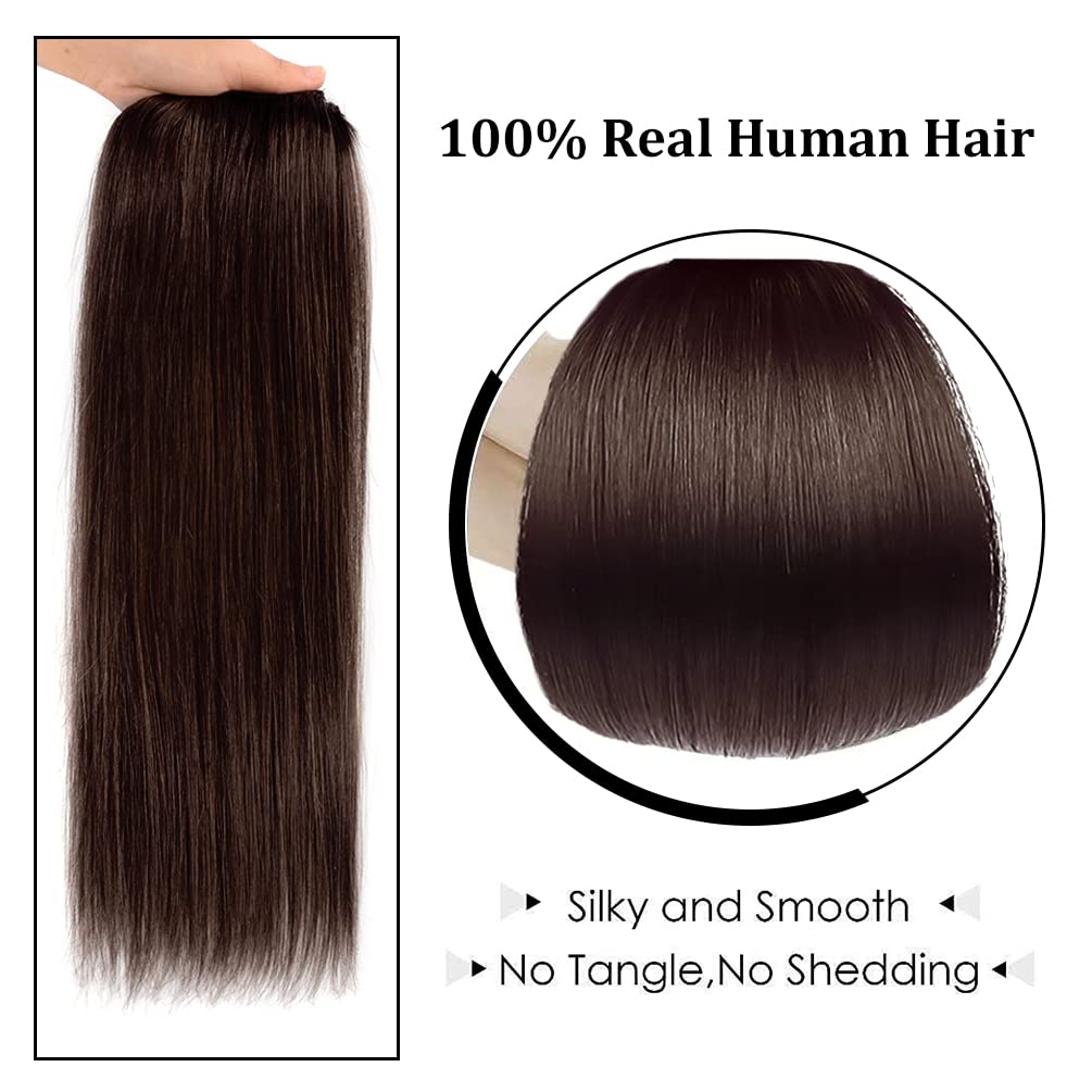 12 Clip in Hair Extensions Remy Human Hair for Women - Silky Straight Human Hair Clip in Extensions 50grams 4pieces Dark Brown #2 Color