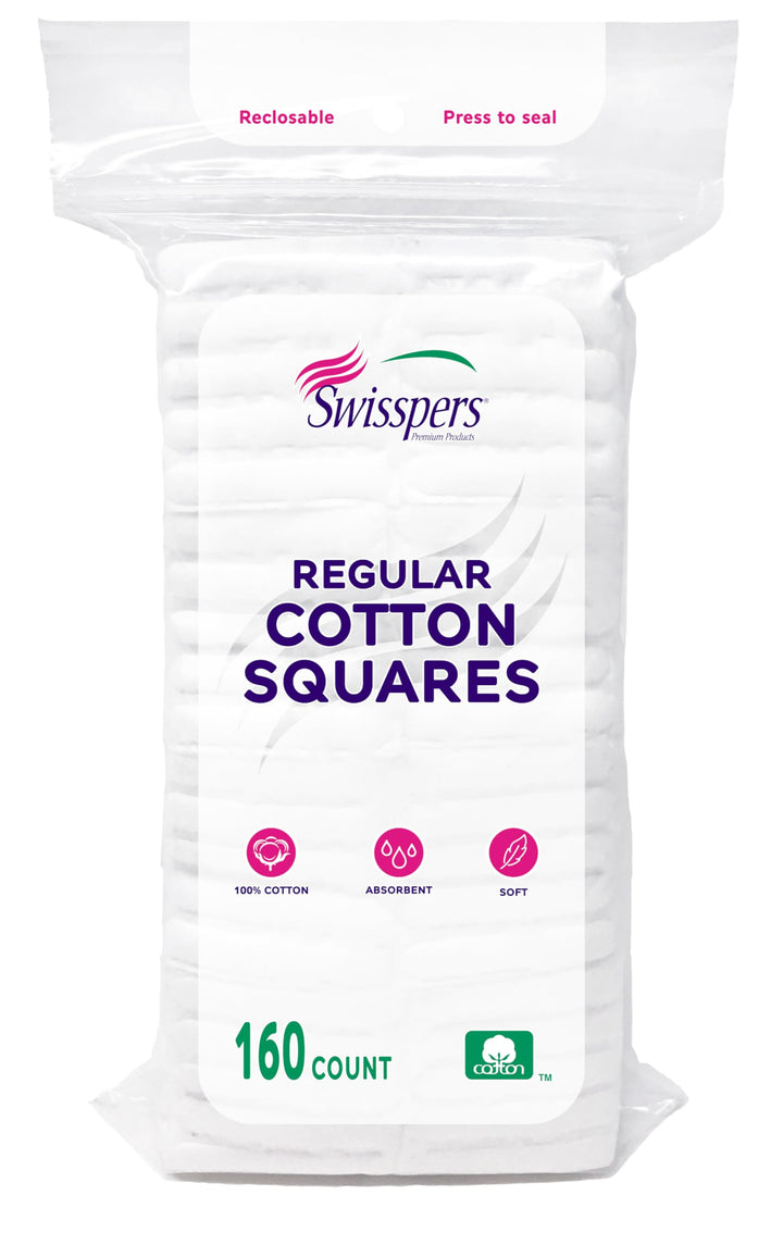 Swisspers Cotton Squares - 160 Count