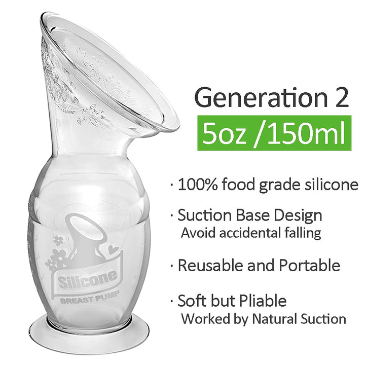 Haakaa Manual Breast Pump with Suction Base Breastfeeding Milk Pump(5oz/150ml)