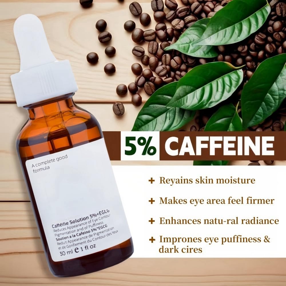 New Caffeine Solution 5%+ EGCG, Facial Caffeine Eye Serum, Moisturizing Eye Solution, Can Reduce Dark Circles And Puffiness.Caffeine Under Eye Serum,30(ML)