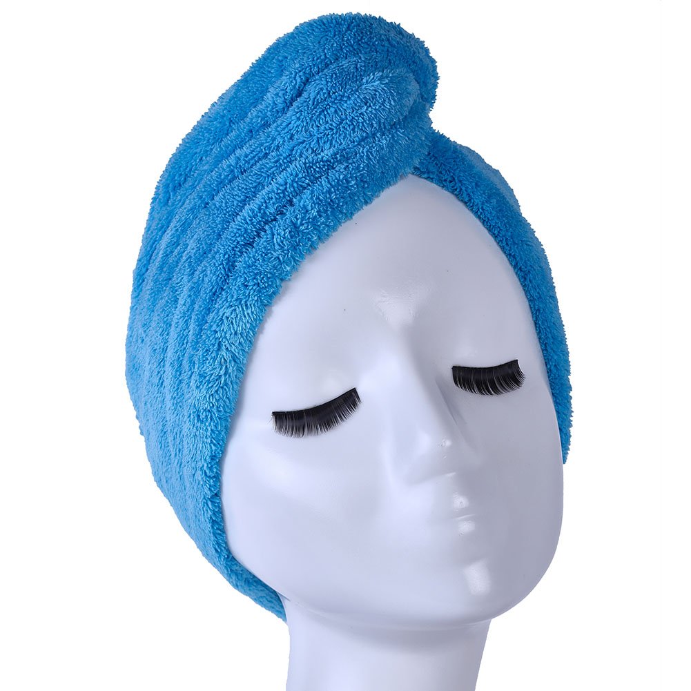 YYXR Microfiber Hair Drying Towel Ultra Absorbent Twist Hair Turban Drying Cap Hair Wrap (blue)