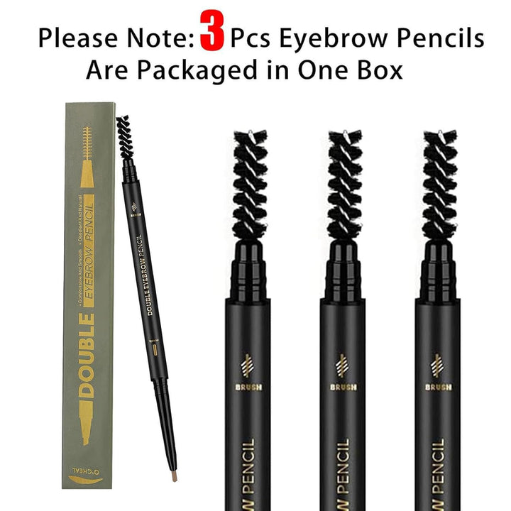 O'CHEAL 3Pcs Light Brown Eyebrow Pencil for Women, Premium Eye Brow Pencil with Spoolie Brush, Longwearing for Perfect Brows, Precision, Defines, Universal Waterproof Double-head Eyebrow Pen