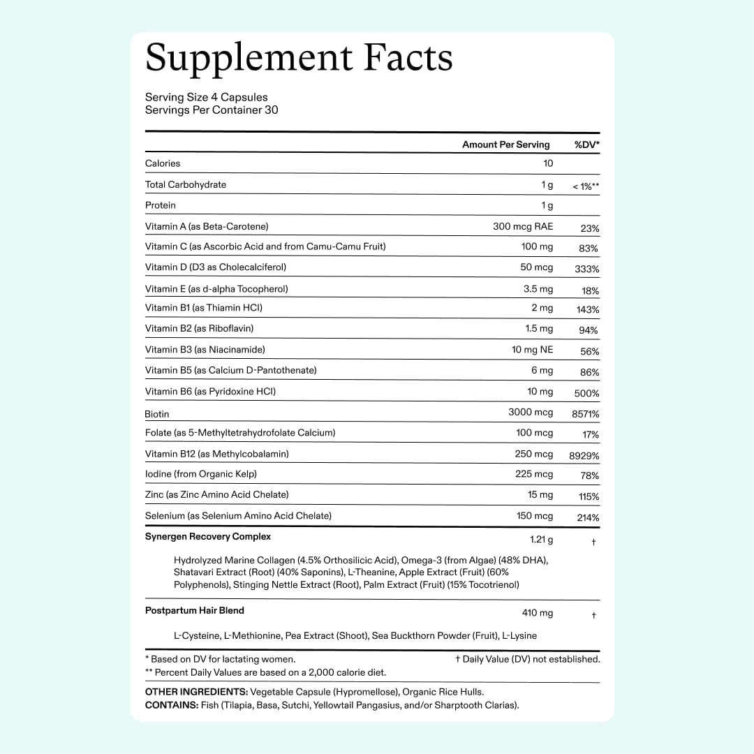 Nutrafol Postpartum Hair Growth Supplements, Clinically Tested for Visibly Thicker Hair and Less Shedding, Breastfeeding-friendly - 1 Month Supply