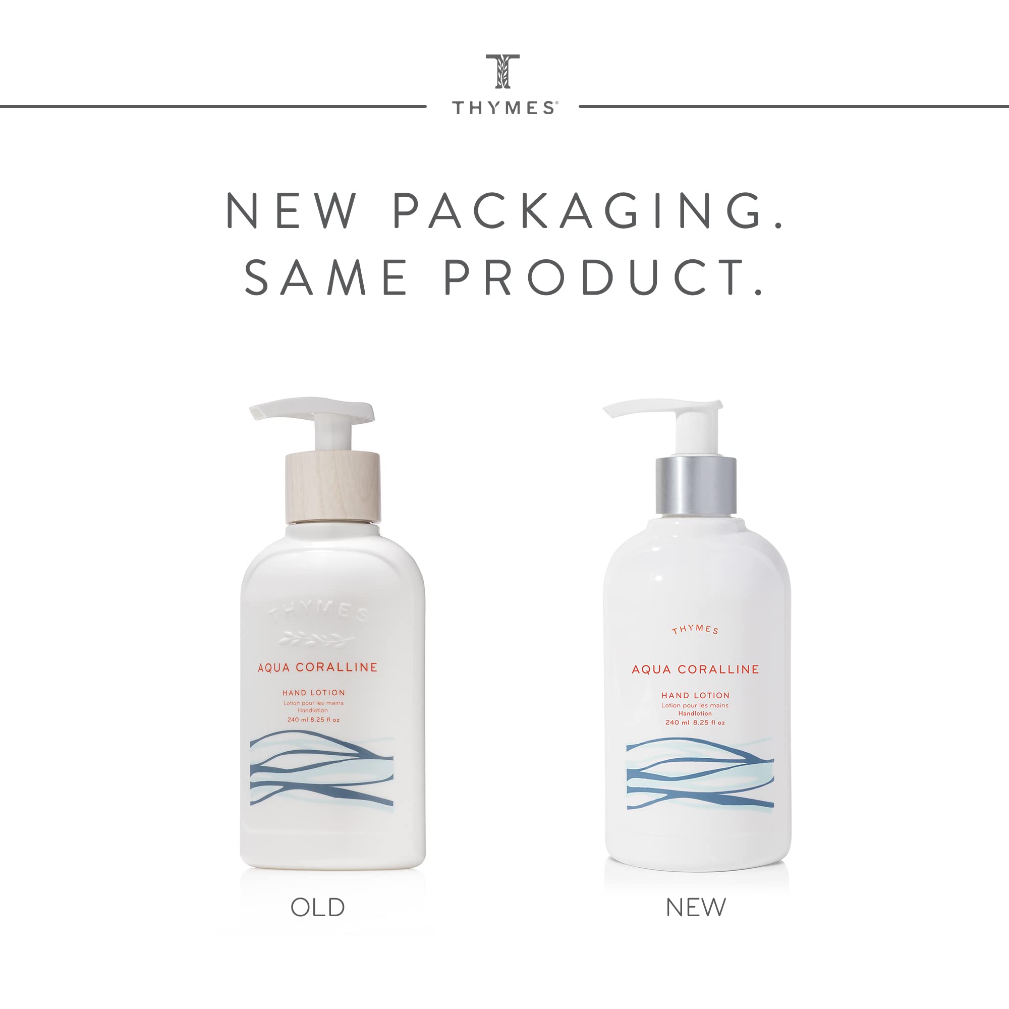 Thymes - Aqua Coralline Hand Lotion with Pump - With Moisturizing Shea Butter, Vitamin E, and Refreshing Beach Scent - 8.25 oz