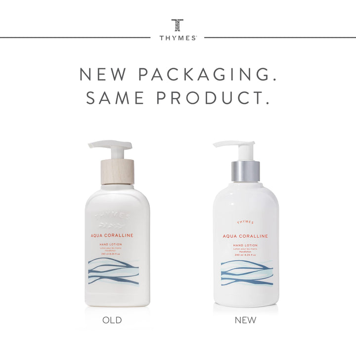 Thymes - Aqua Coralline Hand Lotion with Pump - With Moisturizing Shea Butter, Vitamin E, and Refreshing Beach Scent - 8.25 oz