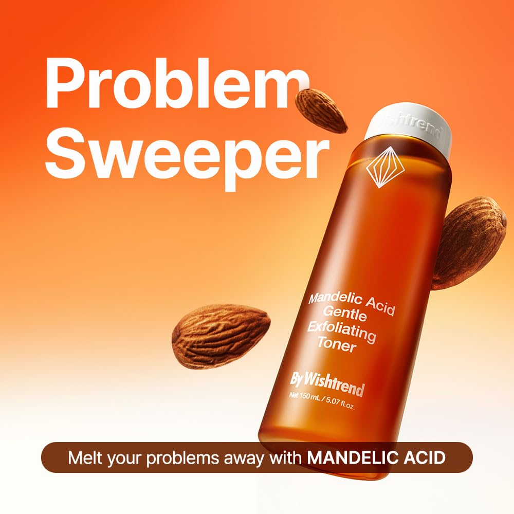 [BY WISHTREND] 5% Mandelic Acid Gentle Exfoliating Toner | AHA BHA with CICA, Licoric Root, Hyaluronic Acid, Beta-Glucan for Sensitive Skin with Dark Spots & Dullness & clogged pores,150ml