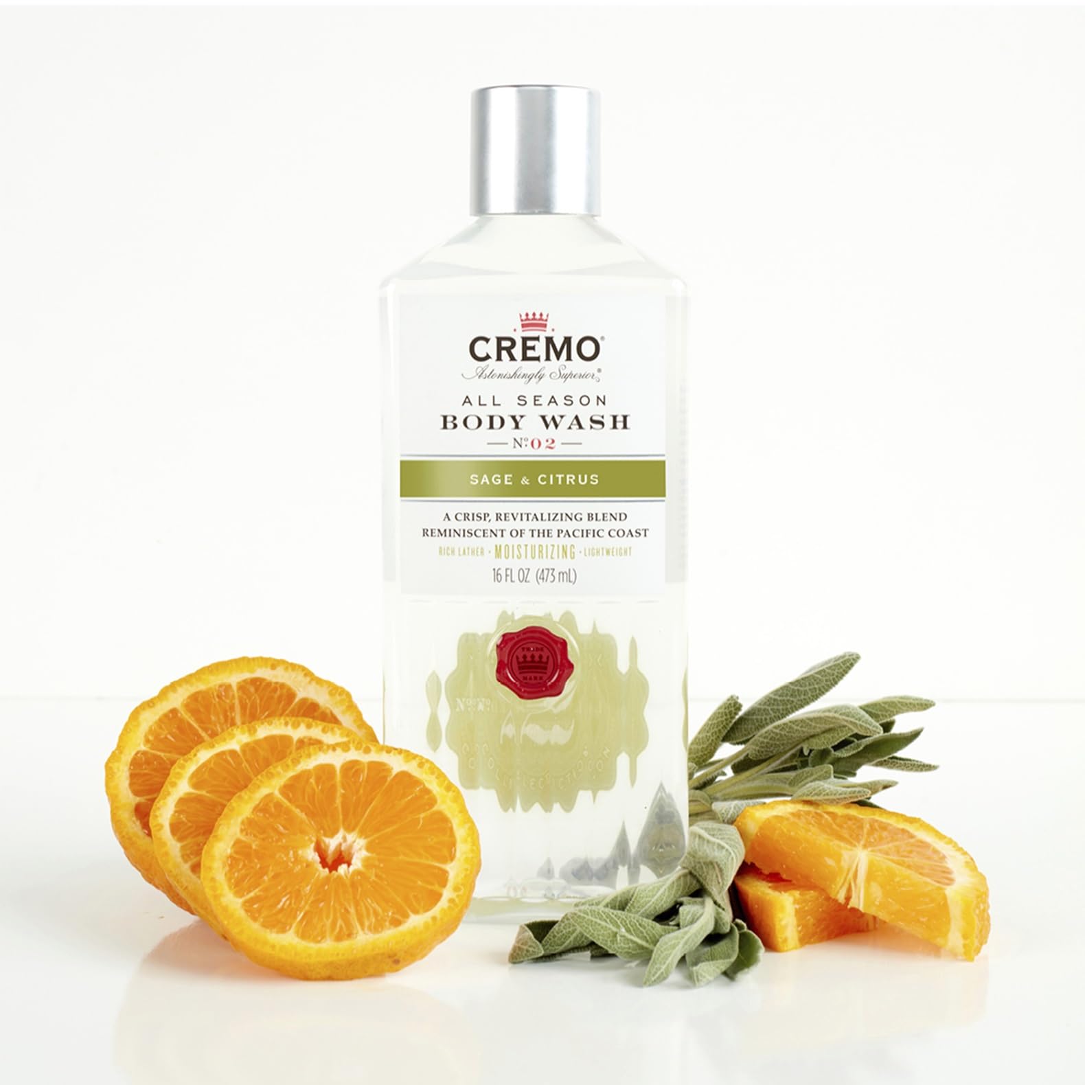 Cremo All Season Body Wash, Sage & Citrus, 16 Ounce