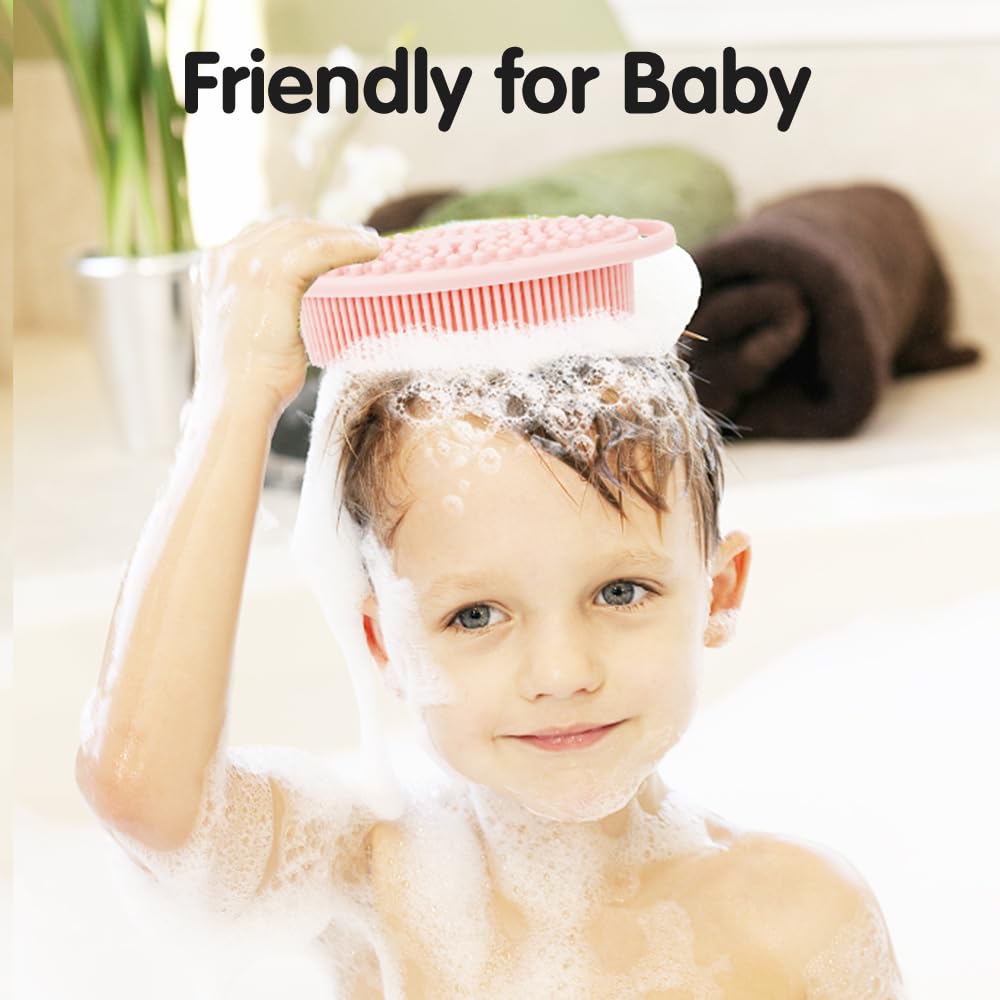 3 Pack Silicone Body Scrubber, Silicone Loofah Soft Exfoliating Body Scrubber, Silicone Body Brush Bath Shower Scrubber for Body, 2 in 1 Bath and Shampoo Wash Brush for Skin Exfoliation Men Women