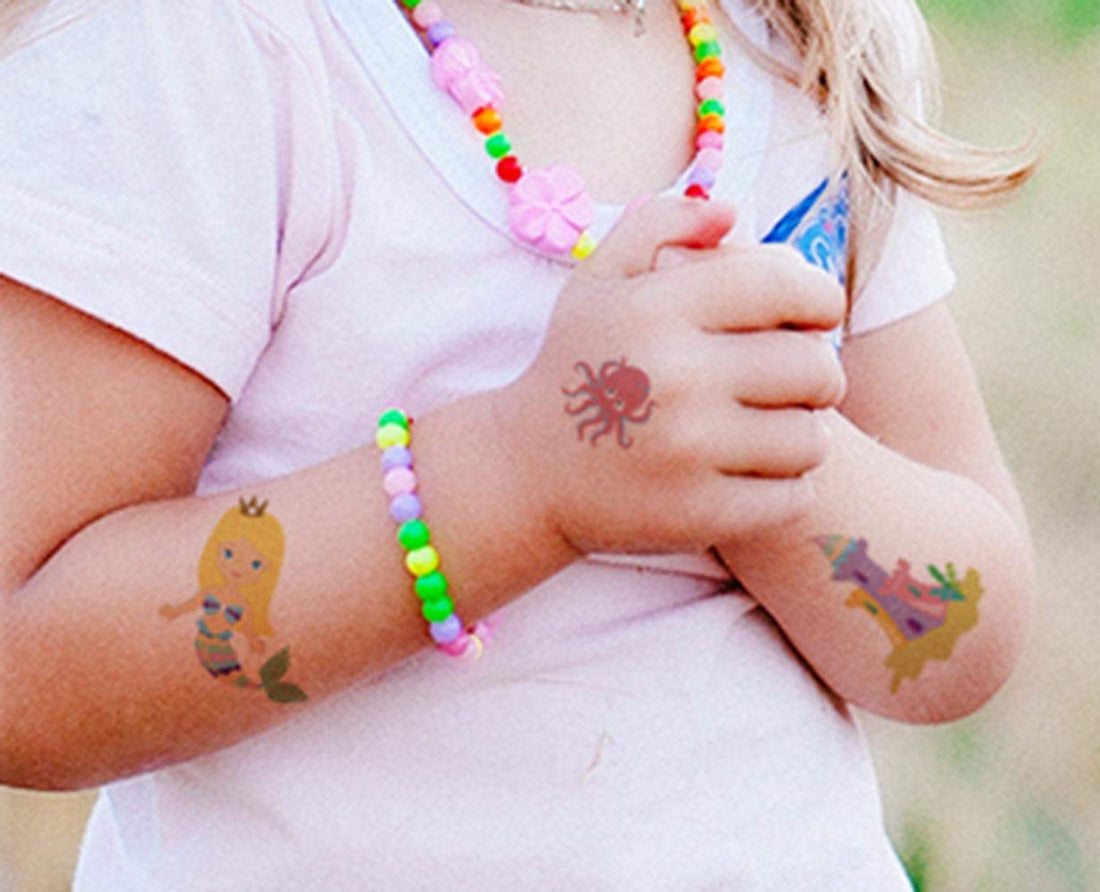 Mermaid Temporary Tattoos(80 designs) - COKOHAPPY Fake Mermaid Assorted Temporary Tattoos For Kids Children Girls Birthday Party Favors Supplies Party Accessories
