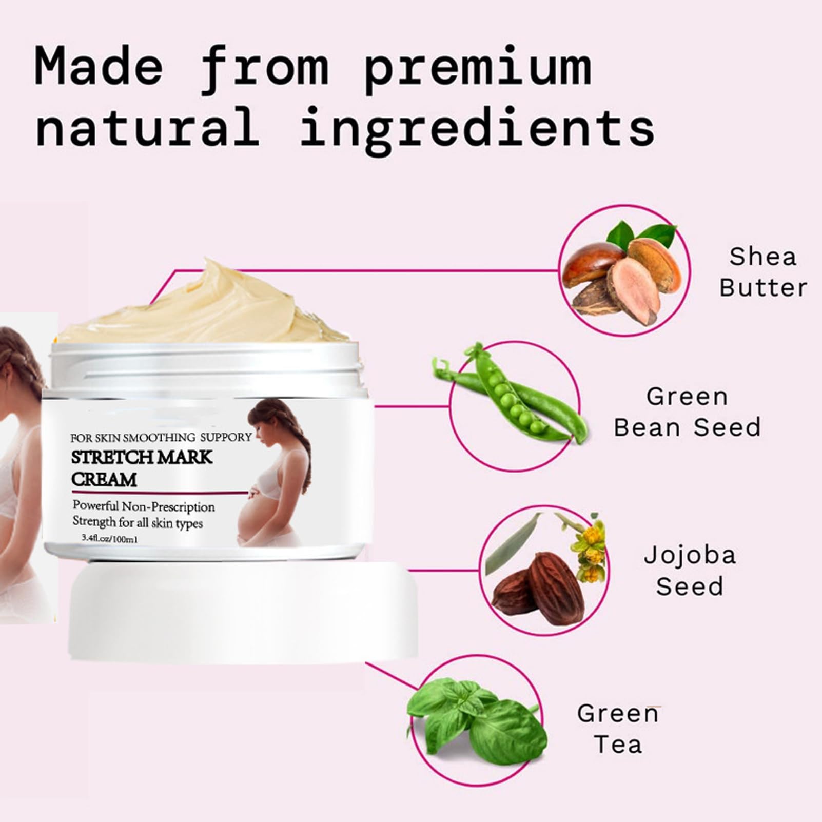 Rosarden Stretch Mark Prevention Cream for Pregnancy, Stretch Mark Cream Remover, Stretch Mark Lotion for Pregnancy, Tummy Butter for Stretch Marks Pregnancy, Shea Butter Stretch Mark Removal Cream
