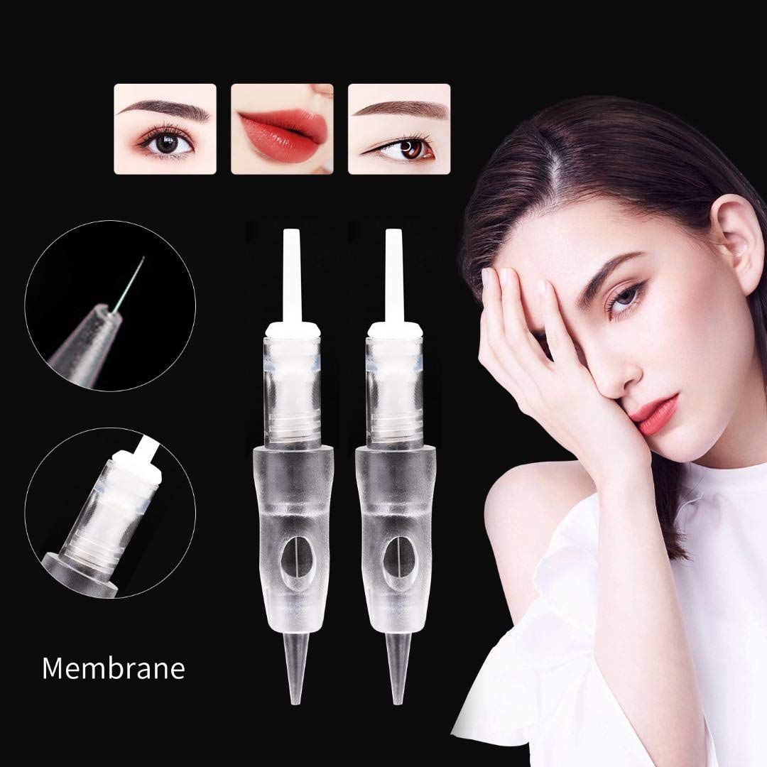 10PCS Intelli Needle Cartridge With Safety Membrane - Compatible with Intelli, i2, Lady, Arrow, & Meraki Tattoo PMU Brows Machine By Mellie Microblading (Membrane Needle Cartridge, 1RL .25mm)