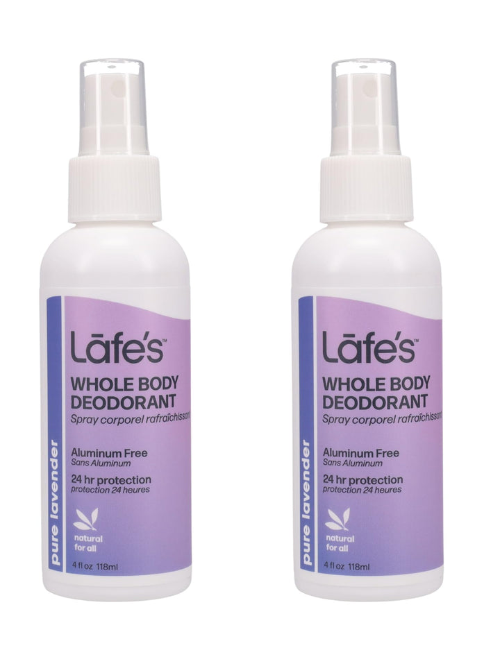 Lafe's Natural Deodorant | 4 Ounce Whole Body Non-Aerosol Deodorant Spray | Aluminum, Paraben, & Baking Soda Free | Pure Lavender (Pack of 2)