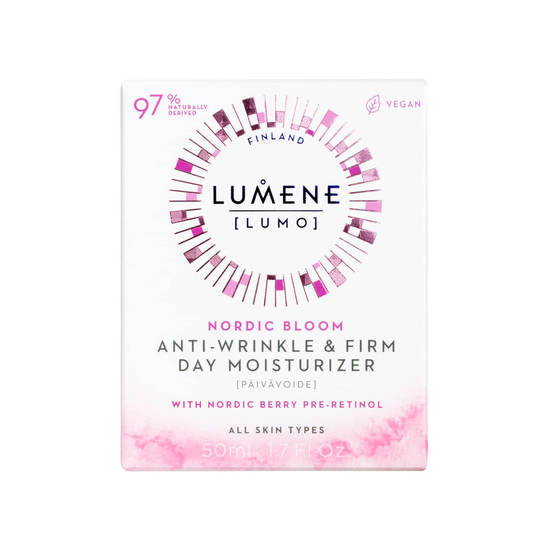 Lumene Nordic Bloom [Lumo] Anti-Wrinkle & Firm Day Moisturizer - Anti Aging Cream for Visibly Firm, Radiant & Smooth Skin - Formulated with Pre-Retinol Complex + Lingonberry Extract (1.7 oz)
