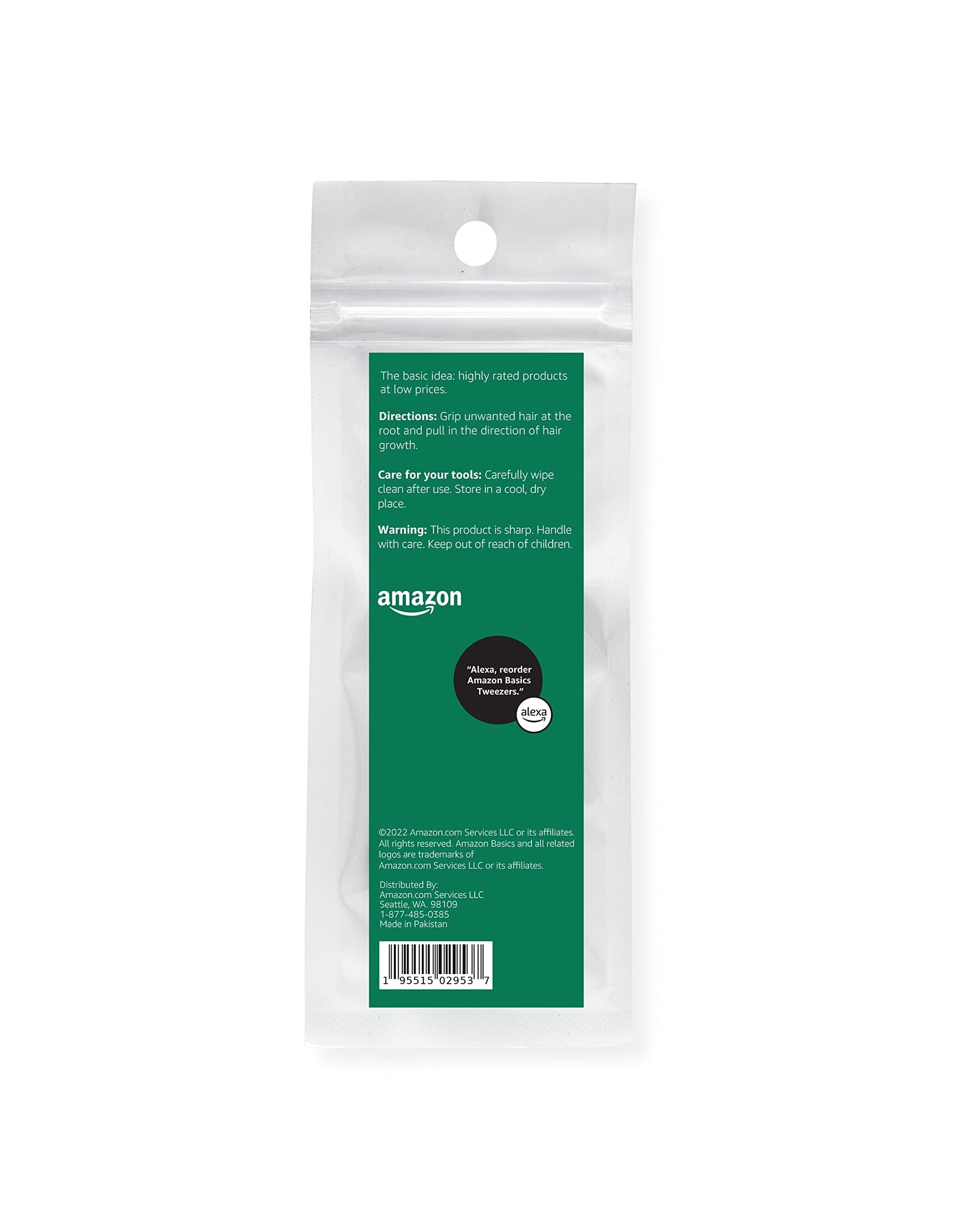 Amazon Basics Slant Tweezers, Deluxe Soft Cushion Touch, Black