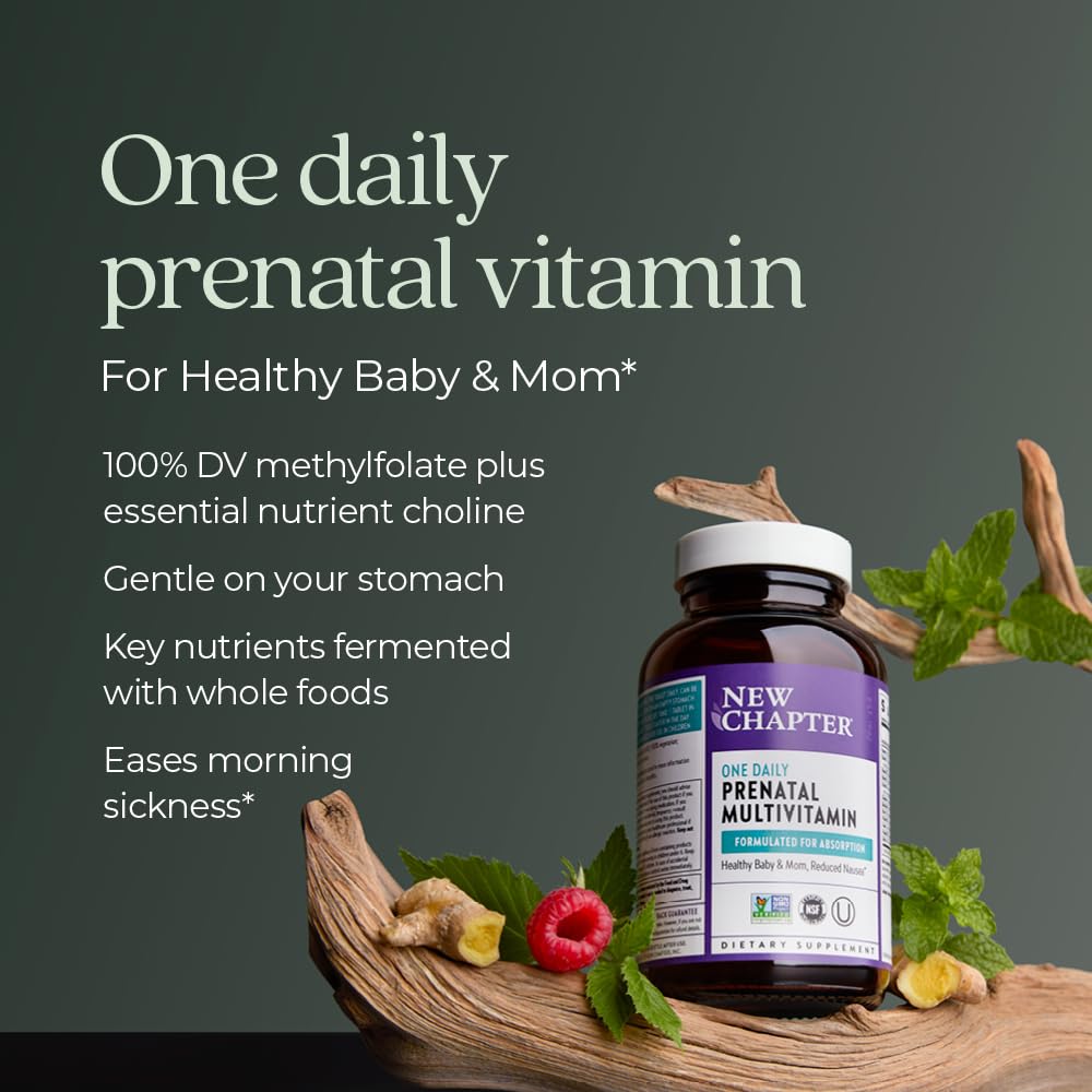 New Chapter Prenatal Vitamins, One Daily Prenatal Multivitamin with Methylfolate + Choline for Healthy Mom & Baby, Gluten Free & Non-GMO, 30 Count