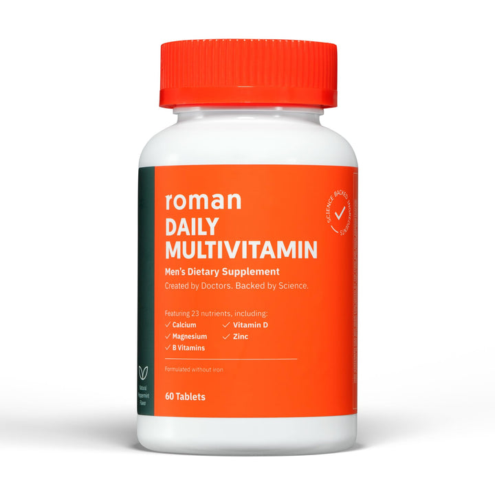 ROMAN Daily Multivitamin for Men | Supports Physical Activity, Brain + Heart Health, and Immune System with 23 Key Nutrients Including Calcium, Magnesium, and Zinc | 30-Day Supply (60 Tablets)