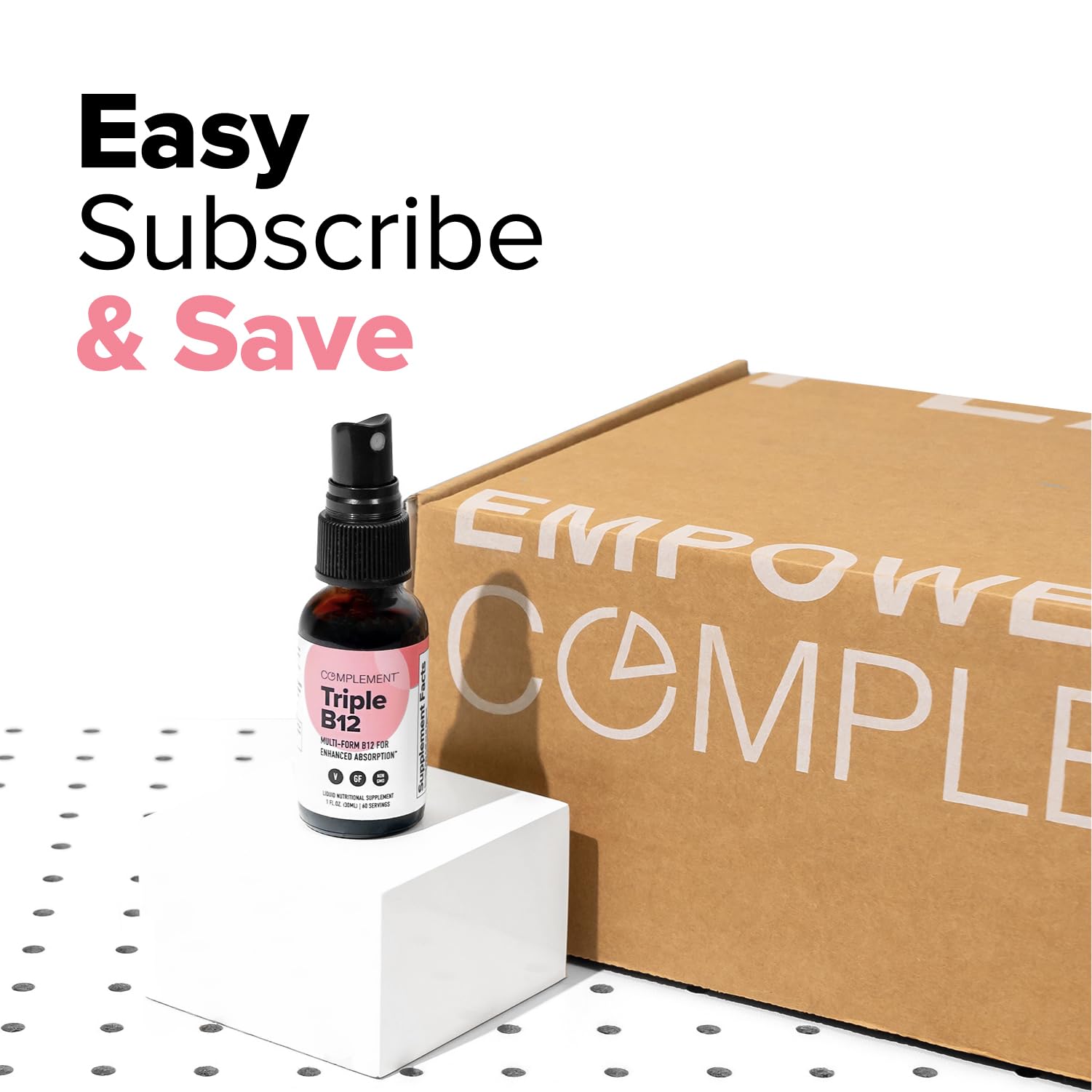 Complement Vegan Vitamin Triple B12 Liquid Spray- 1500 mcg Blend (60 Servings) Raspberry Flavor- Enhanced Absorption, Energy, Mood, Nervous System, Cognitive Function for Kids & Adults