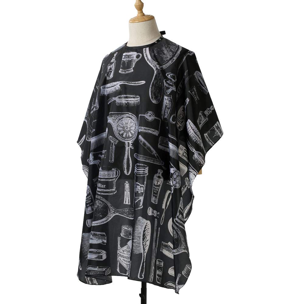 Borogo Borogo Professional Waterproof Hair Styling Cape Nylon Haircuting Salon Cape Gown Hair Salon with Snap Closure - 50 x 60 Black
