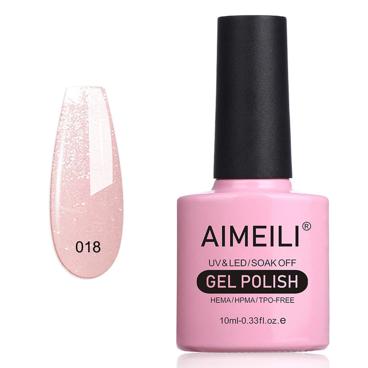 AIMEILI Shellac Soak Off UV LED Gel Nail Polish - Sparkle Grapefruit (018) 10 ml