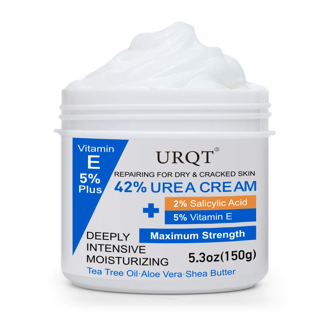 42% Urea Cream for Dry & Cracked Skin - Foot & Hand Cream with 2% Salicylic Acid, 5% Vitamin E, Tea Tree Oil, Aloe Vera, Shea Butter - Moisturizer & Skin Repair Cream for Feet Maximum Strength