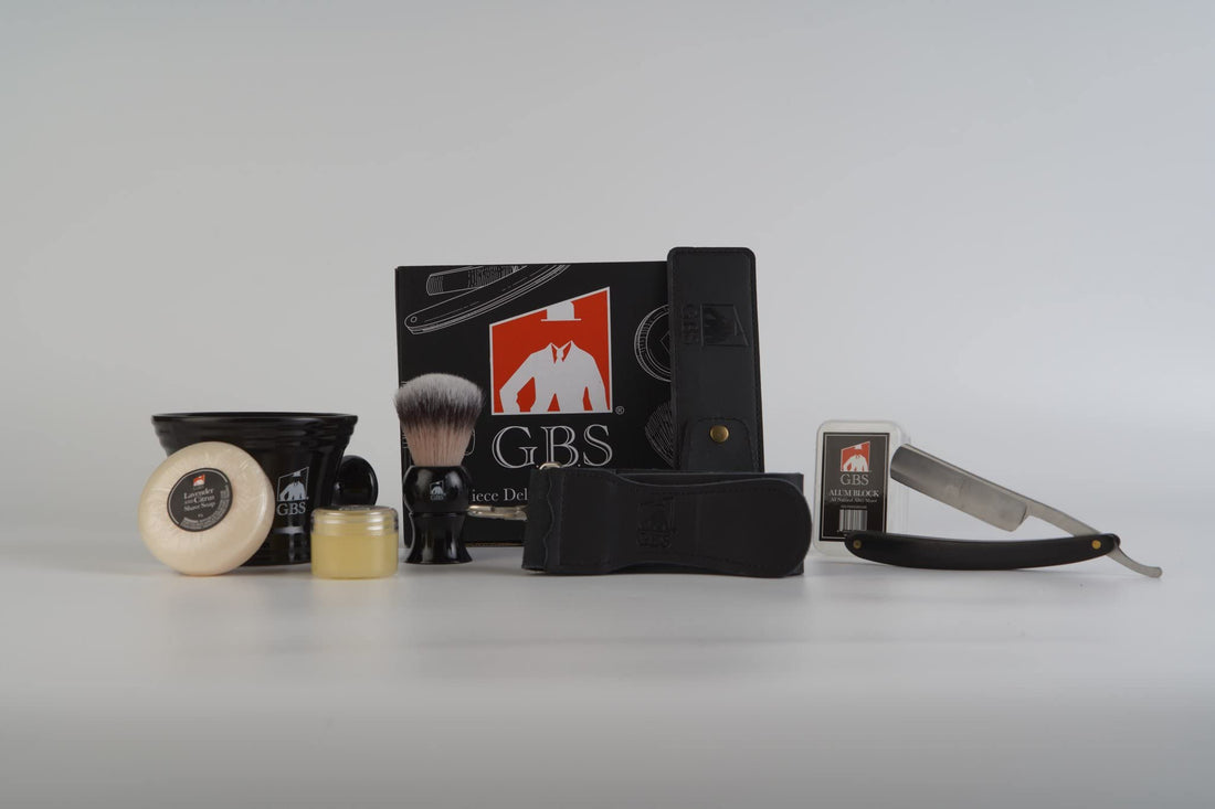 Straight Razor Shaving Set 5/8 with Stone, Leather 20 Strop and Case