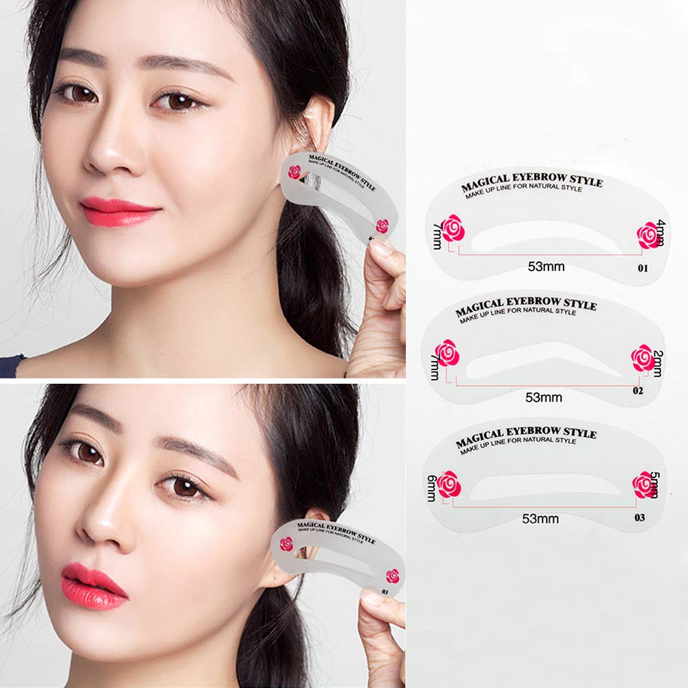 24 PCS Different Styles Eyebrow Shaping Stencils, Kalolary Eyebrow Grooming Stencil Kit Shaping Templates DIY Tools