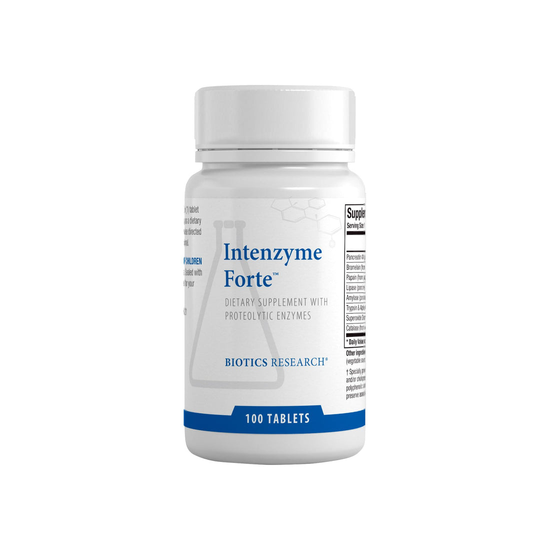 Biotics Research Intenzyme Fort™ Proteolytic Pancreatic Enzymes, Pancreatin, Bromelain, Papain, Lipase, Amylase–Supplement Supports Healthy Protein Digestion, Immune & Circulatory Function 100 Tablets