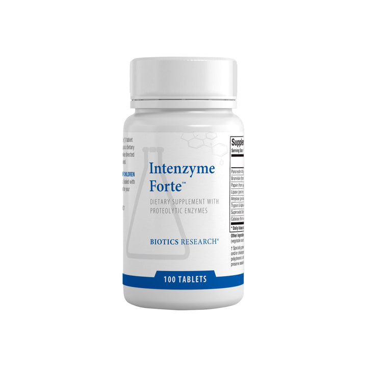 Biotics Research Intenzyme Fort™ Proteolytic Pancreatic Enzymes, Pancreatin, Bromelain, Papain, Lipase, Amylase–Supplement Supports Healthy Protein Digestion, Immune & Circulatory Function 100 Tablets