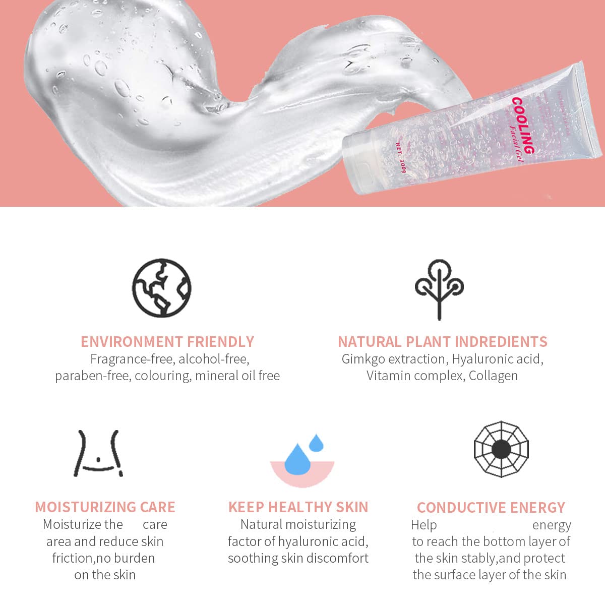 10.58 Oz Cooling Gel for Women or Men Face Body Used with Permanent Laser Hair Removal System and Facial Machine Skin Lifting Tightening Device