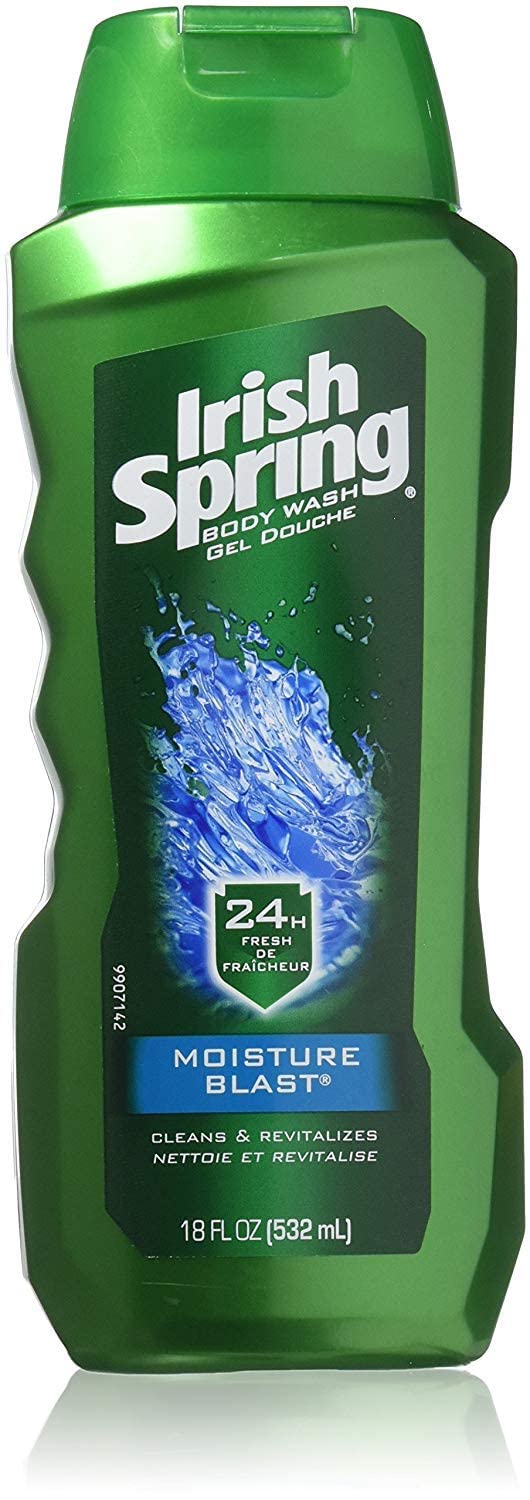 Irish Spring Body Wash Moisture Blast, 24 Hr Fresh, 18 Fl Oz. Pack of 3.