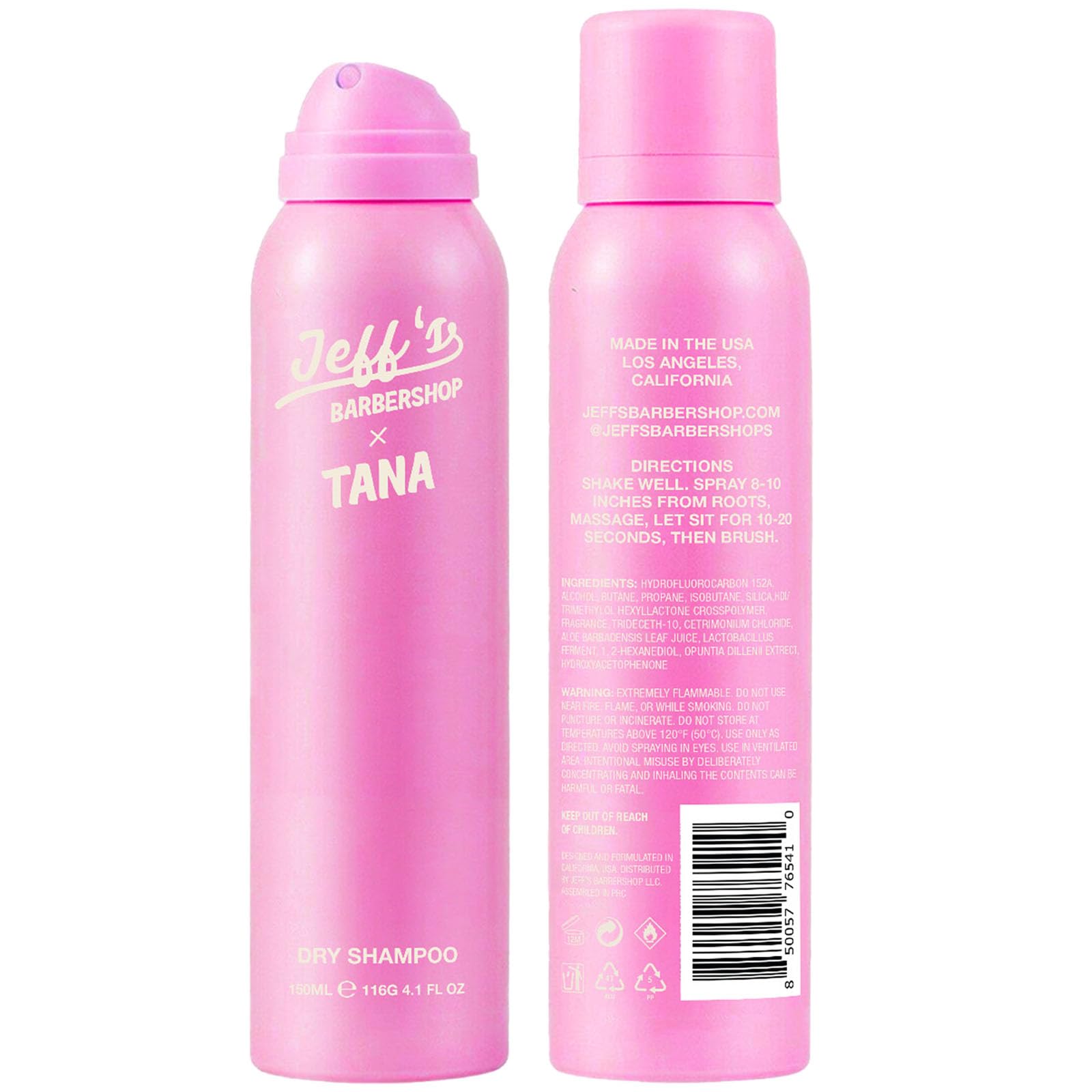 Jeff's Barbershop Jeff x Tana Dry Shampoo, Dry Shampoo Hair Spray, Jeff Wittek & Tana Mongeau, Clear, 4.1 fl oz