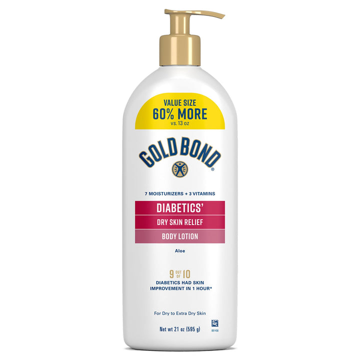 Gold Bond Diabetics' Dry Skin Relief Body Lotion With Vitamin E & Aloe To Soothe & Moisturize Dry, Flaky & Rough Skin, Value Size, 21 oz.