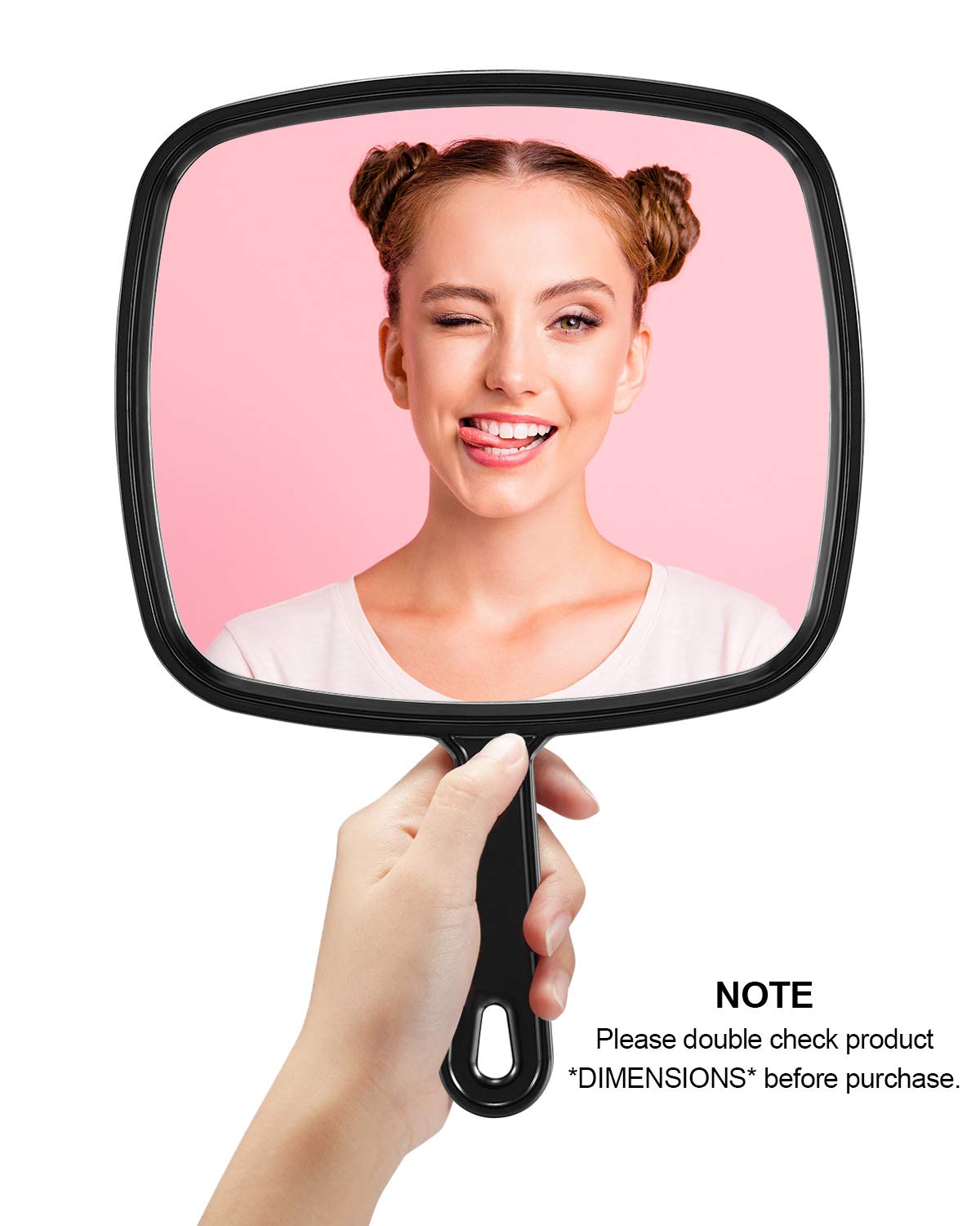 PROTECLE Extra Large Hand Mirror, Salon Barber Hairdressing Handheld Mirror with Handle (Square Black 9 x 12.4)