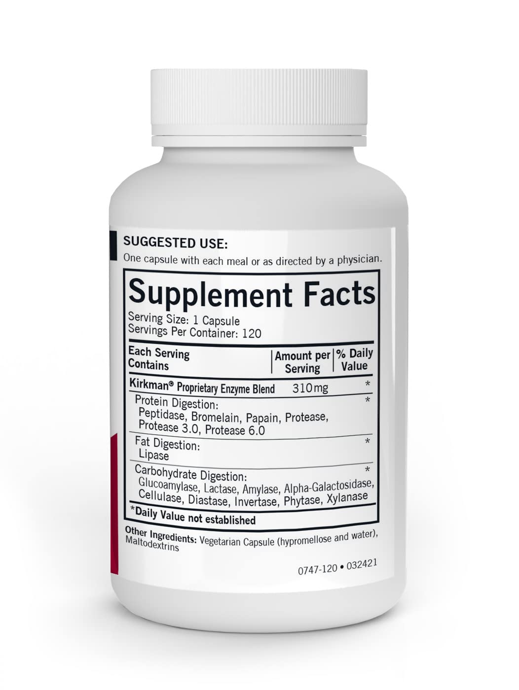 Kirkman - Enzyme Complete/DPP-IV - 120 Capsules - Potent Digestive Aid - Broad Spectrum Digestive Enzyme - Hypoallergenic