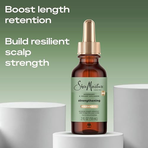 SheaMoisture Strengthening Scalp & Hair Oil Rosemary & Vegan Collagen to Promote Length Retention & Invigorate the Scalp, with ScalpBoost Technology, 2 oz
