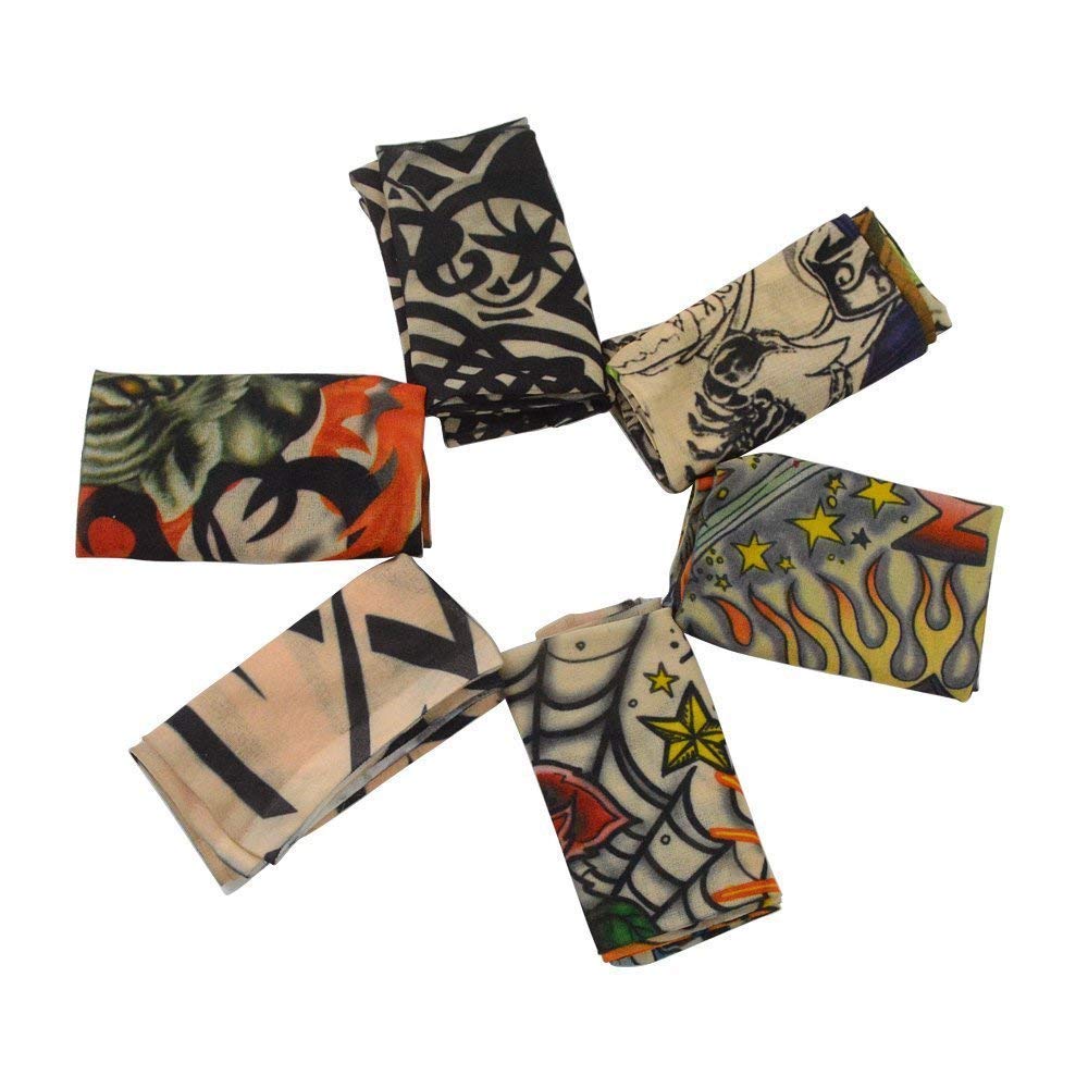 Pinkiou Temporary Tattoo Arm Sleeves for Men/Women, Fake Tattoo Sleeves Outdoor Sun Protective Cover Body Art Fake Arm Accessories 6 pcs Tattoo Sleeves (L)