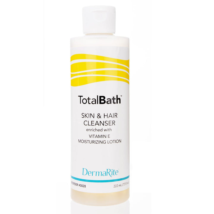 TotalBath Skin and Hair Cleanser - 2 Pack, 7.5 Oz - Full Body Shampoo and Body Wash Moisturizing Lotion - Enriched with Vitamin E - Ideal for Sensitive Skin, Rinse Free