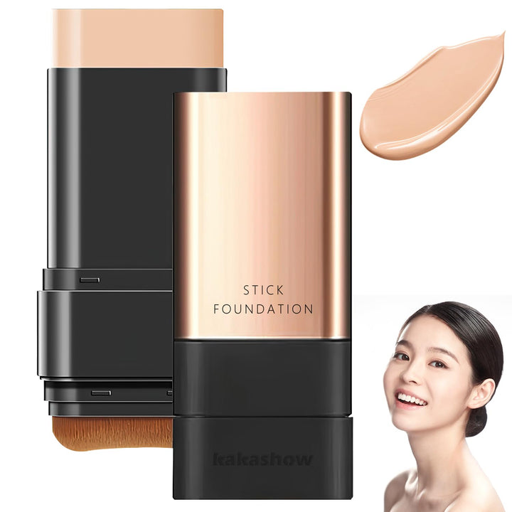 2 in 1- Luxury Anti-Wrinkle Foudation Stick,Double Head Foundation Make Up Stick,Korea Flawless Eraser Foundation Stick,Korean Hydrating Lightweight Foundation Stick with Brush(2Pcs,Natural)