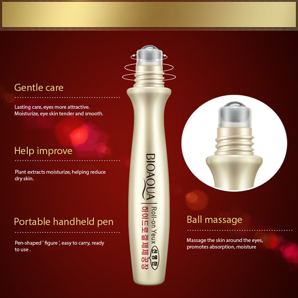 Gold Collagen Essence Eye Cream Anti Dark Circle Wrinkle Repairing Ball-Pen Plant Extracts Moisturize Charm