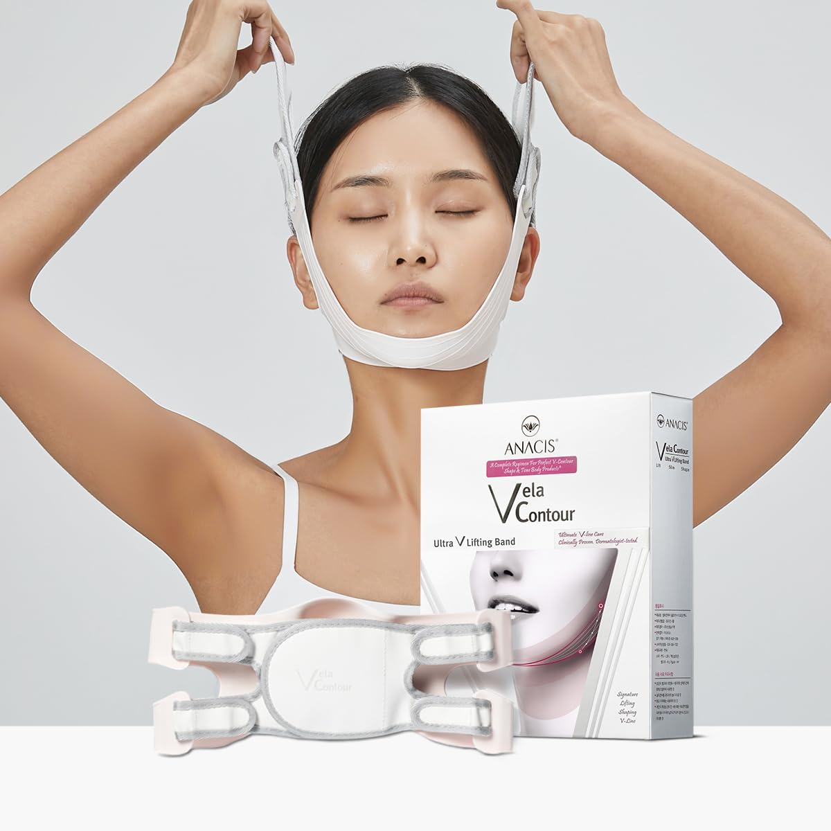Vela Contour Double Chin Reducer Neck Line Face Lift Slim (Serum Cream Belt)
