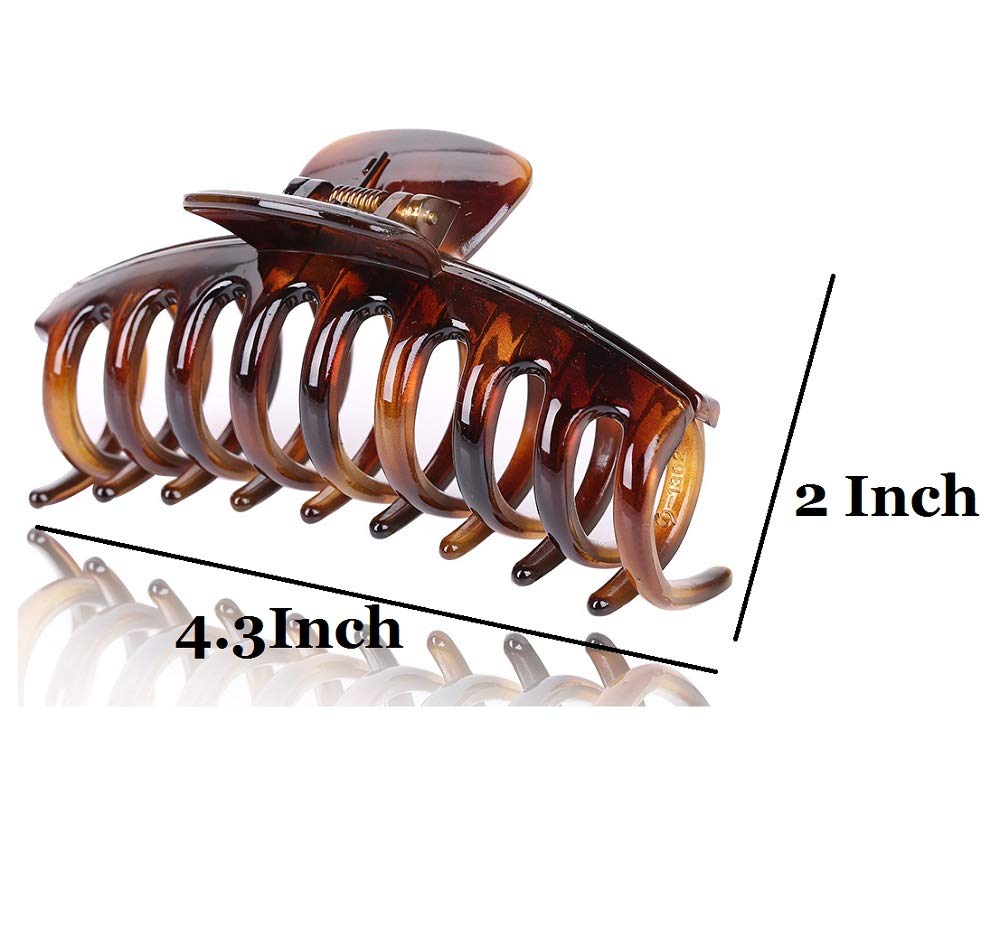Amber: Liasun 4.3 Jelly Color Hair Claw Clip-Acrylic Strong Holding Power Hair Clips Hairgrip For Women And Girls Hair Barrettes For Medium Or Long Hair (Amber)