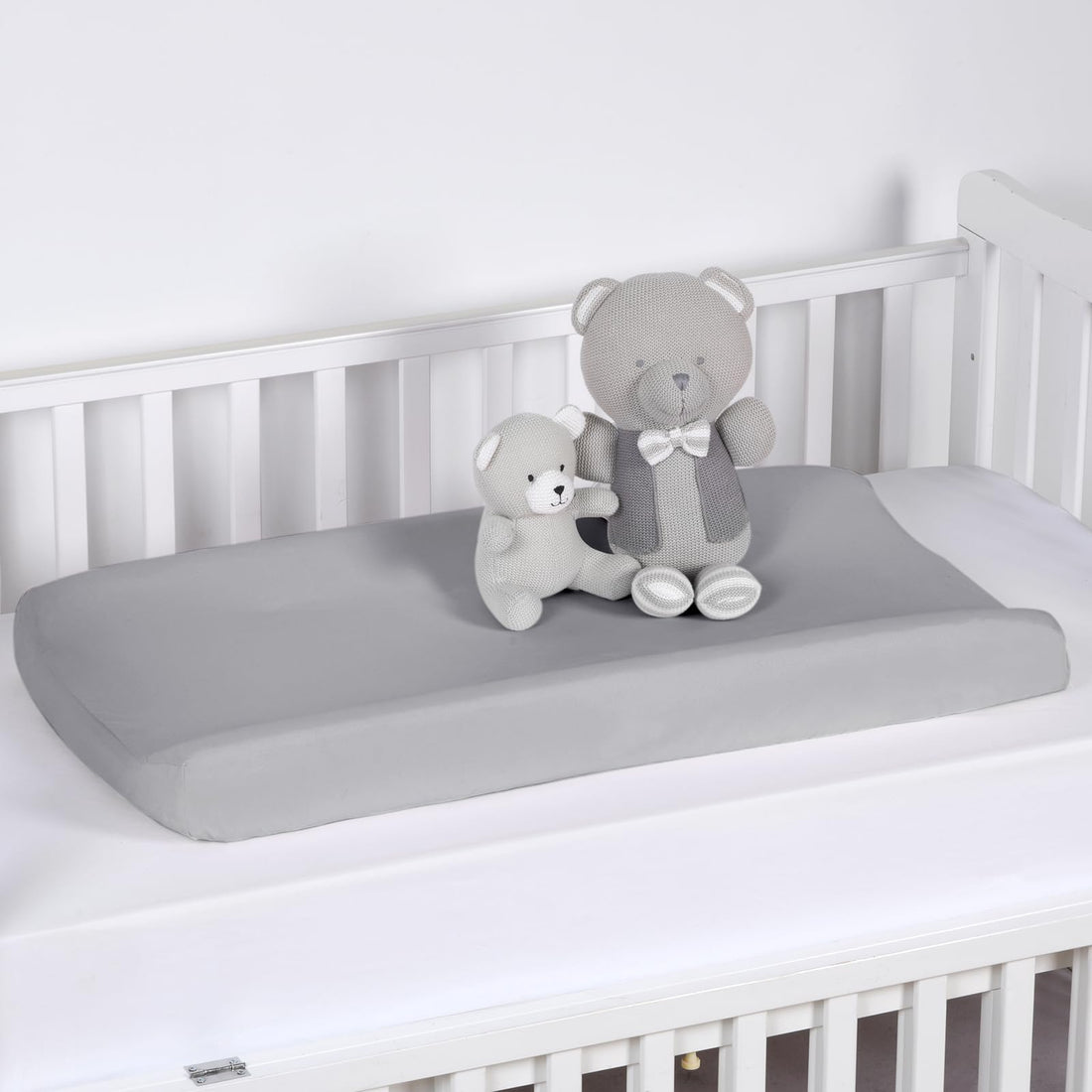 PHF Baby Changing Pad Covers for Boys Girls, 2 Pack Ultra Soft Breathable Microfiber Changing Pad Table Sheets for Most Baby Changing Pads, Light Grey & Navy